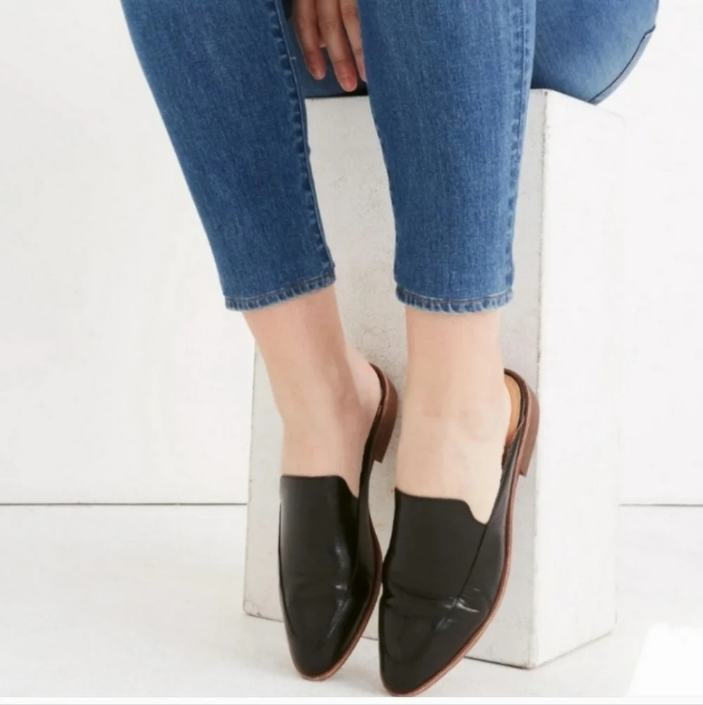 MADEWELL FRANCES mules/slides BLACK Leather size 9_2